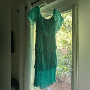 Turquoise off the shoulder layered dress